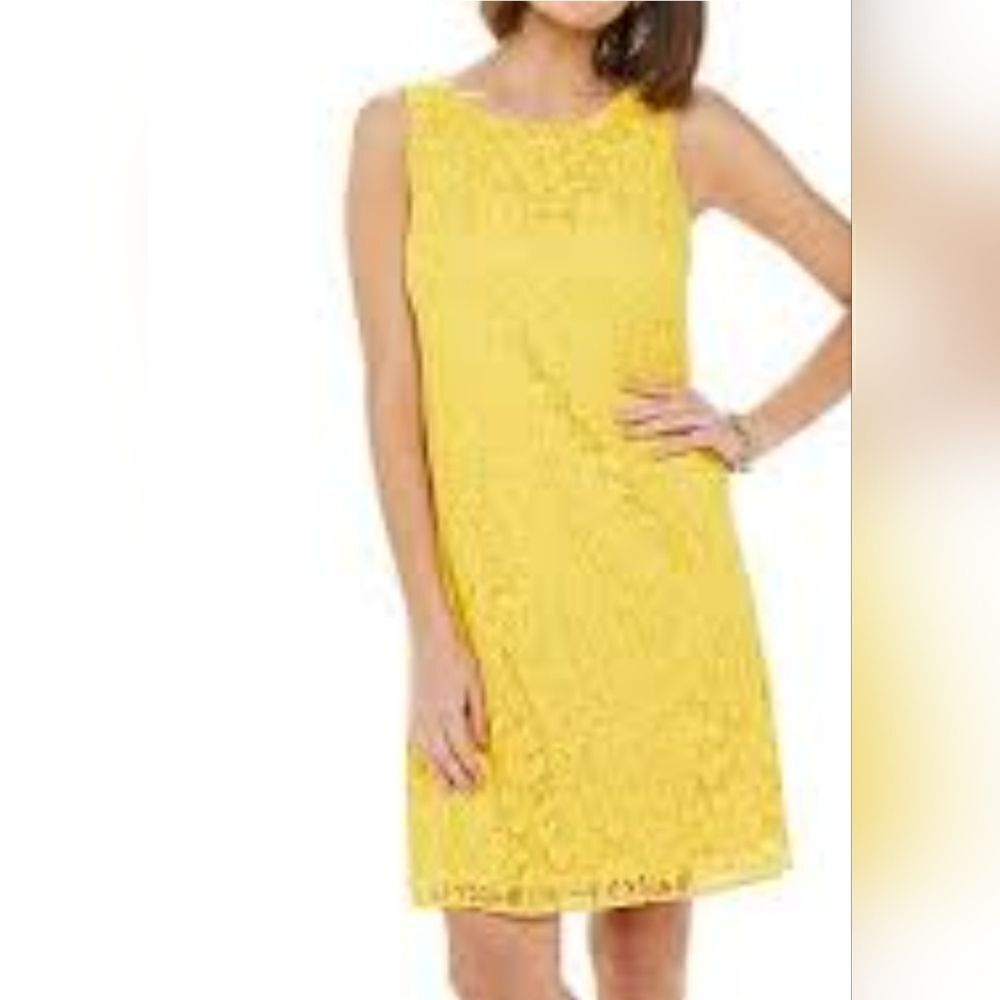 Apt.9 M Yellow Slvless Floral Lace Lined Women’s Knee Length Cocktail Dress